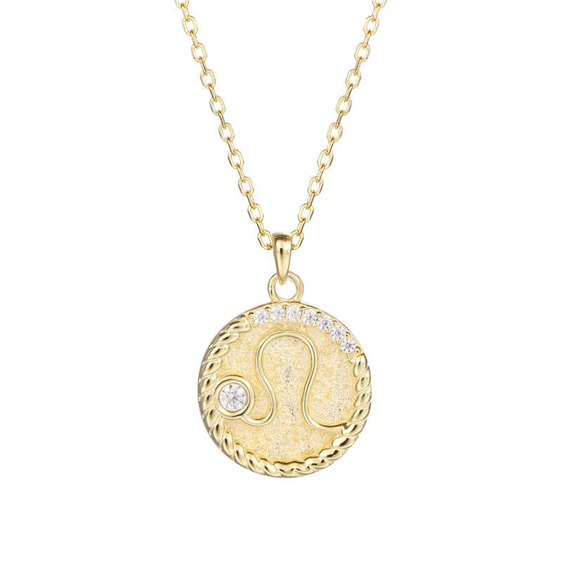95140 <br> necklace zodiac symbol w/ CZ's  16"+2"ext  .925 Gold Plated - Image 6