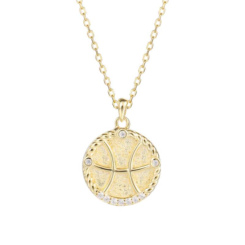 95140 <br> necklace zodiac symbol w/ CZ's  16"+2"ext  .925 Gold Plated - Image 8