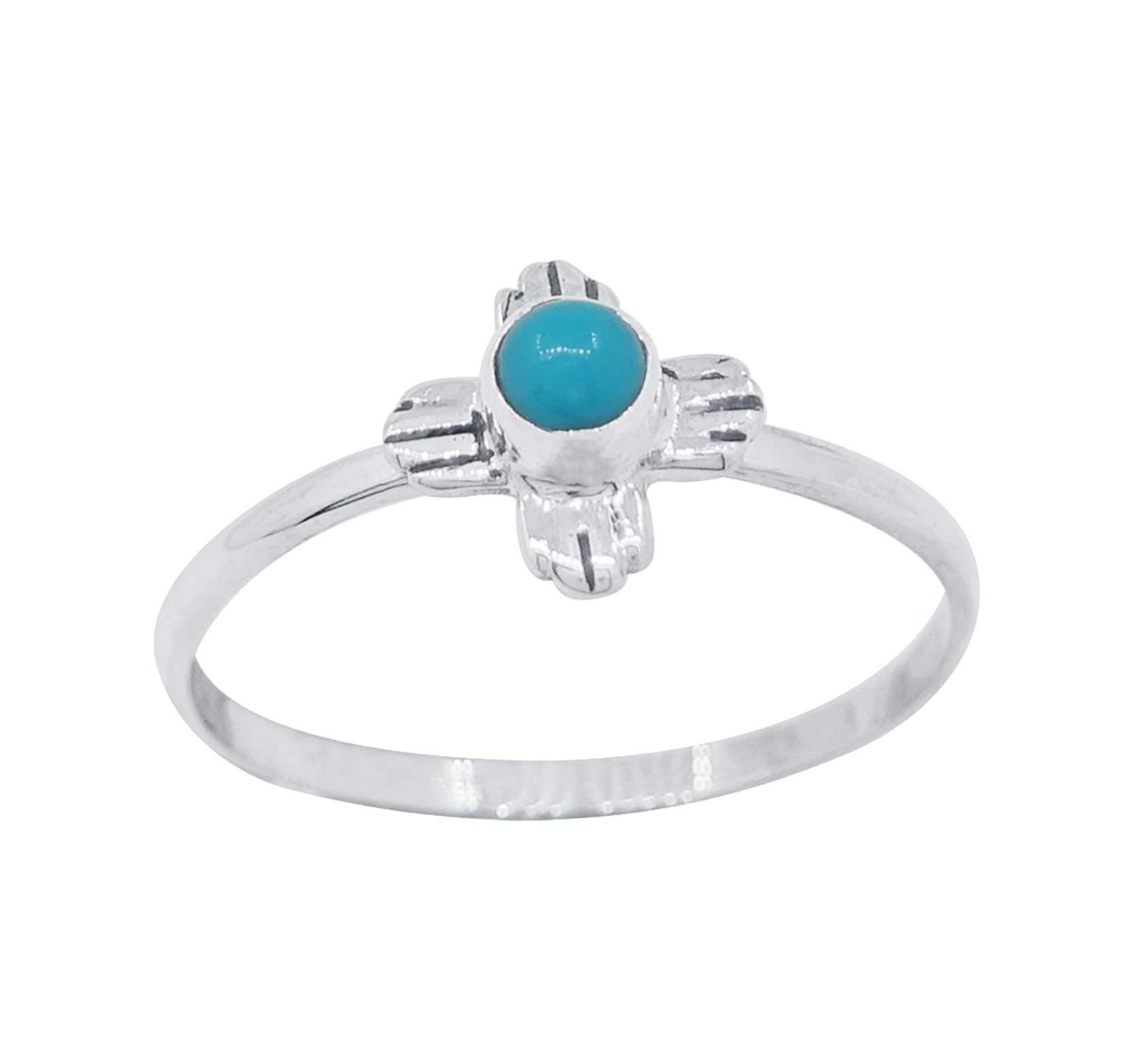 16646 <br>ring ZIA 9x9mm w/ 3mm Turquoise - Image 1