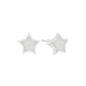 Close-Out-23567-wt ear stud synthetic Opal small star-white