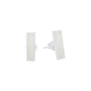 23569-wt ear stud synthetic Opal small bar-white