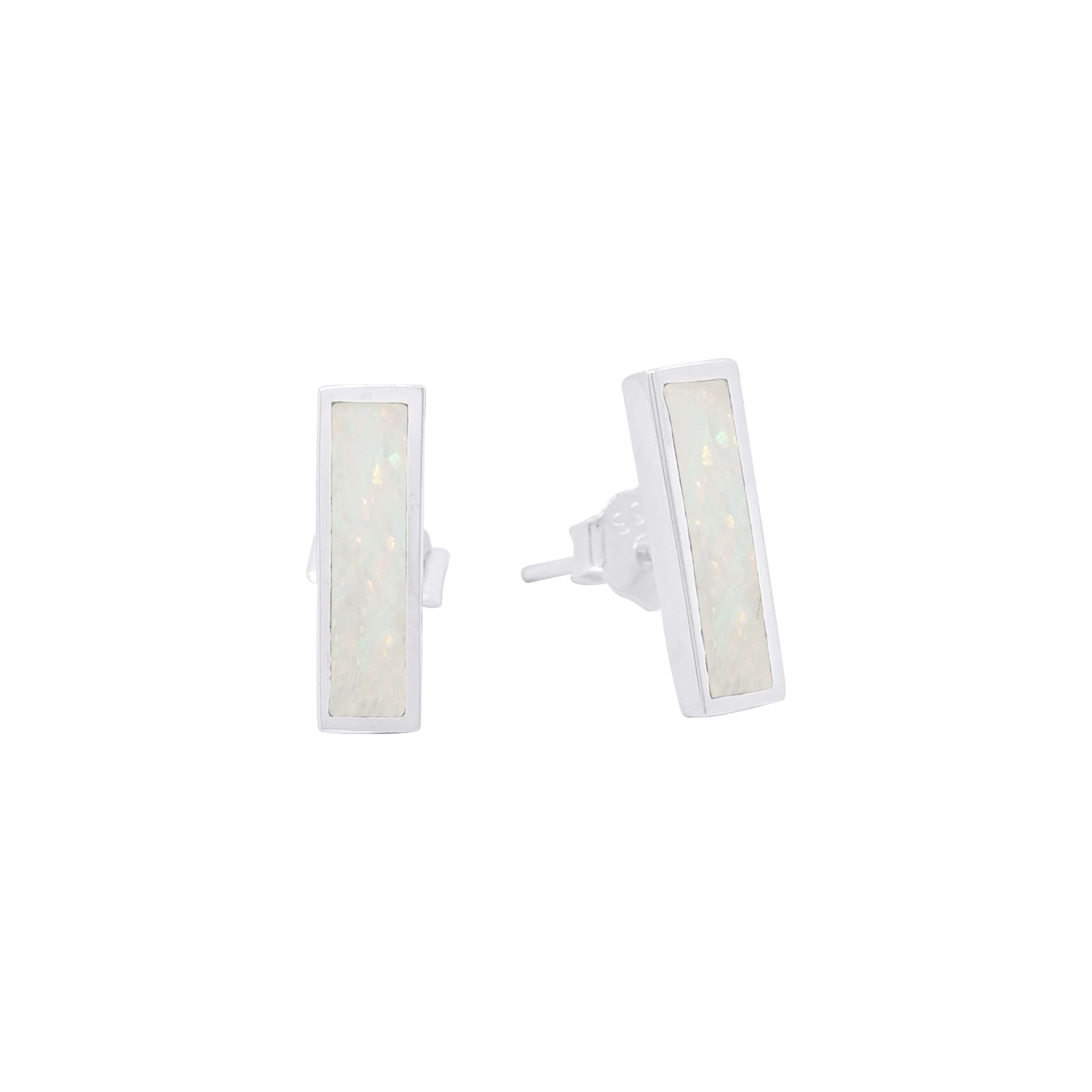 23569-wt ear stud synthetic Opal small bar-white - Image 1