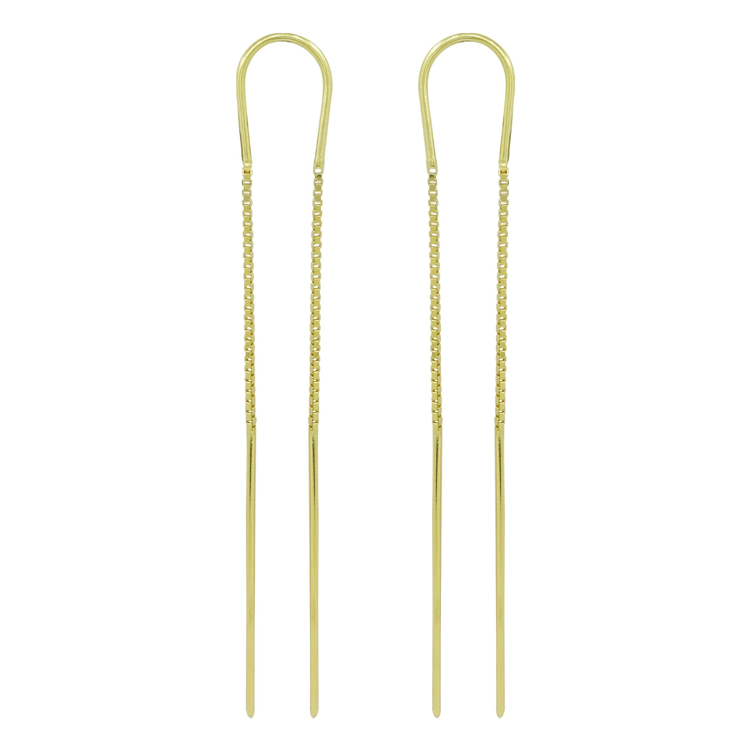 92126 <br> earring tassel chain threader .925 Gold Plated - Image 1