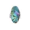 14112 <br> ring 3 branches oval ABALONE stone w/beads - Thumbnail Image 1