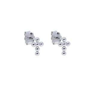 23145 <br> ear stud beaded mini cross .925  RP