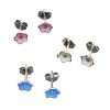 23146 <br> RP ear stud enamel flower 3 pairs - white, pink, blue - Thumbnail Image 1