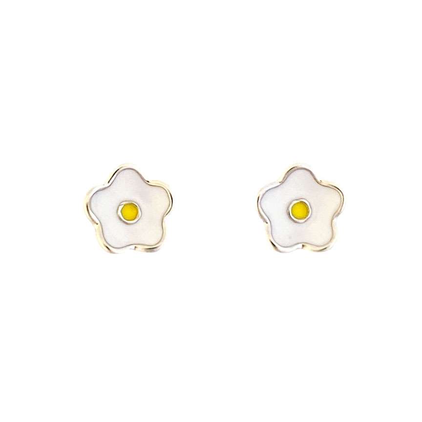 23146 <br> RP ear stud enamel flower 3 pairs - white, pink, blue - Image 6