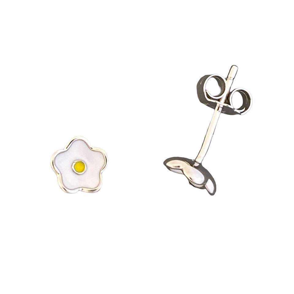 23146 <br> RP ear stud enamel flower 3 pairs - white, pink, blue - Image 4