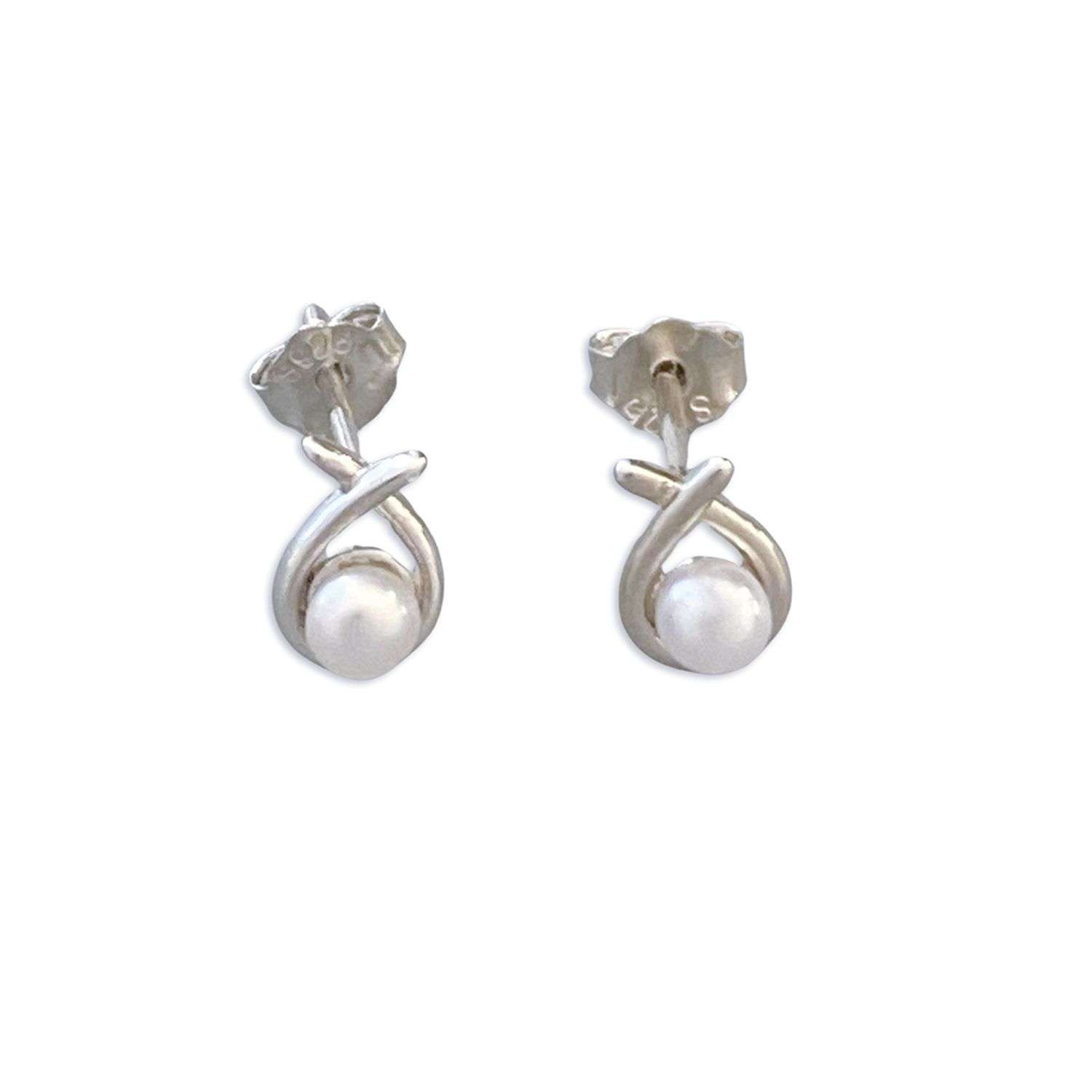 Close-Out-23516 <br> ear stud freshwater pearl in loop RP - Image 2