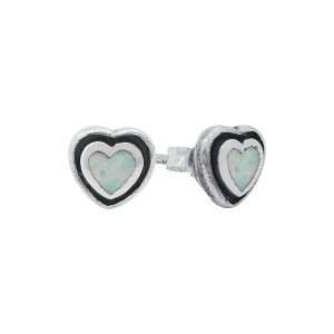 23559-wt ear stud Opal Inlay heart