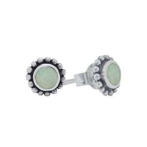 23562-wt ear stud Opal Inlay beaded circle