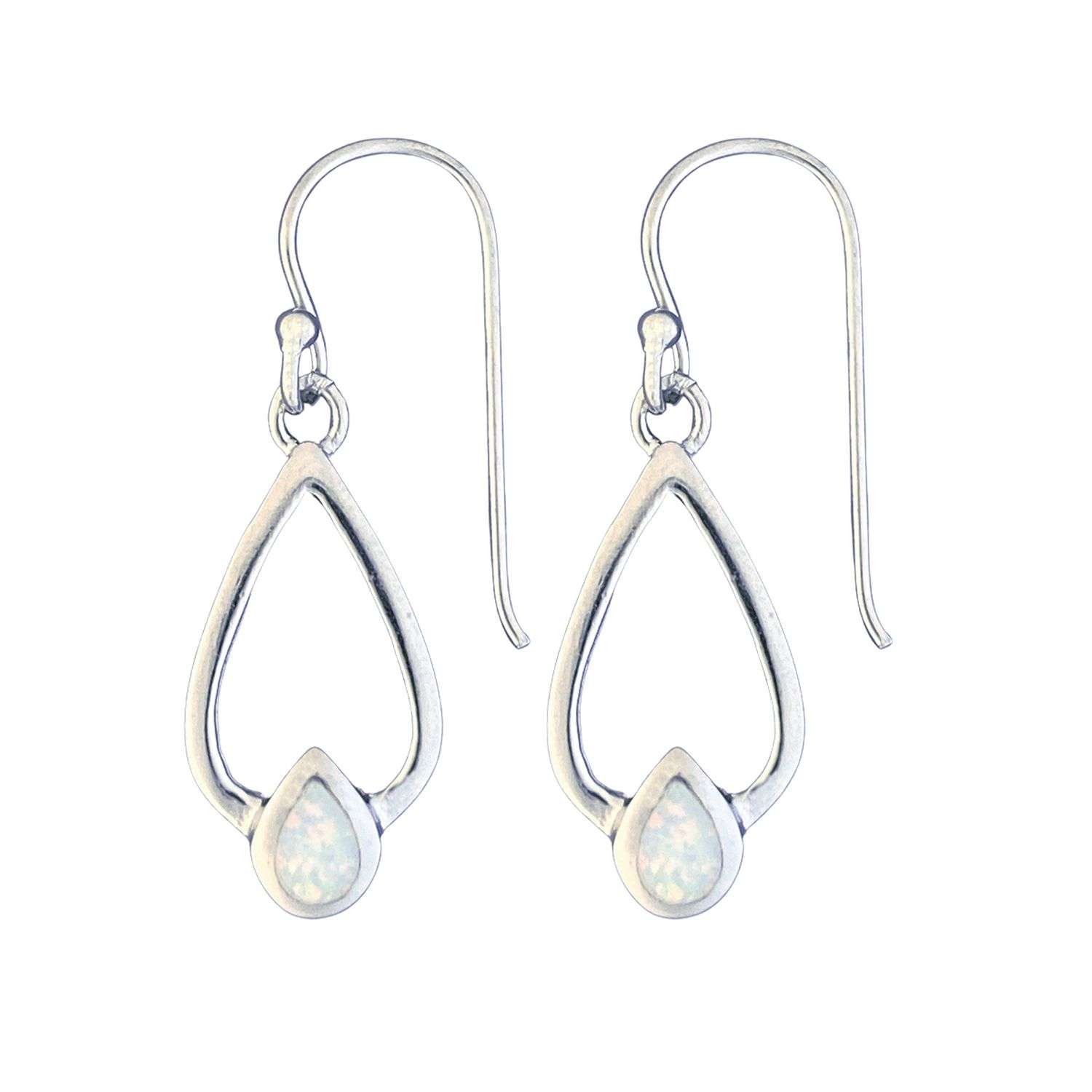 Close-Out-23590-wt<br>earring open teardrop w/ Opal - Image 2