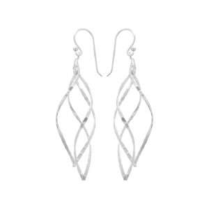 23853<br>earring 2 long hammered swirls