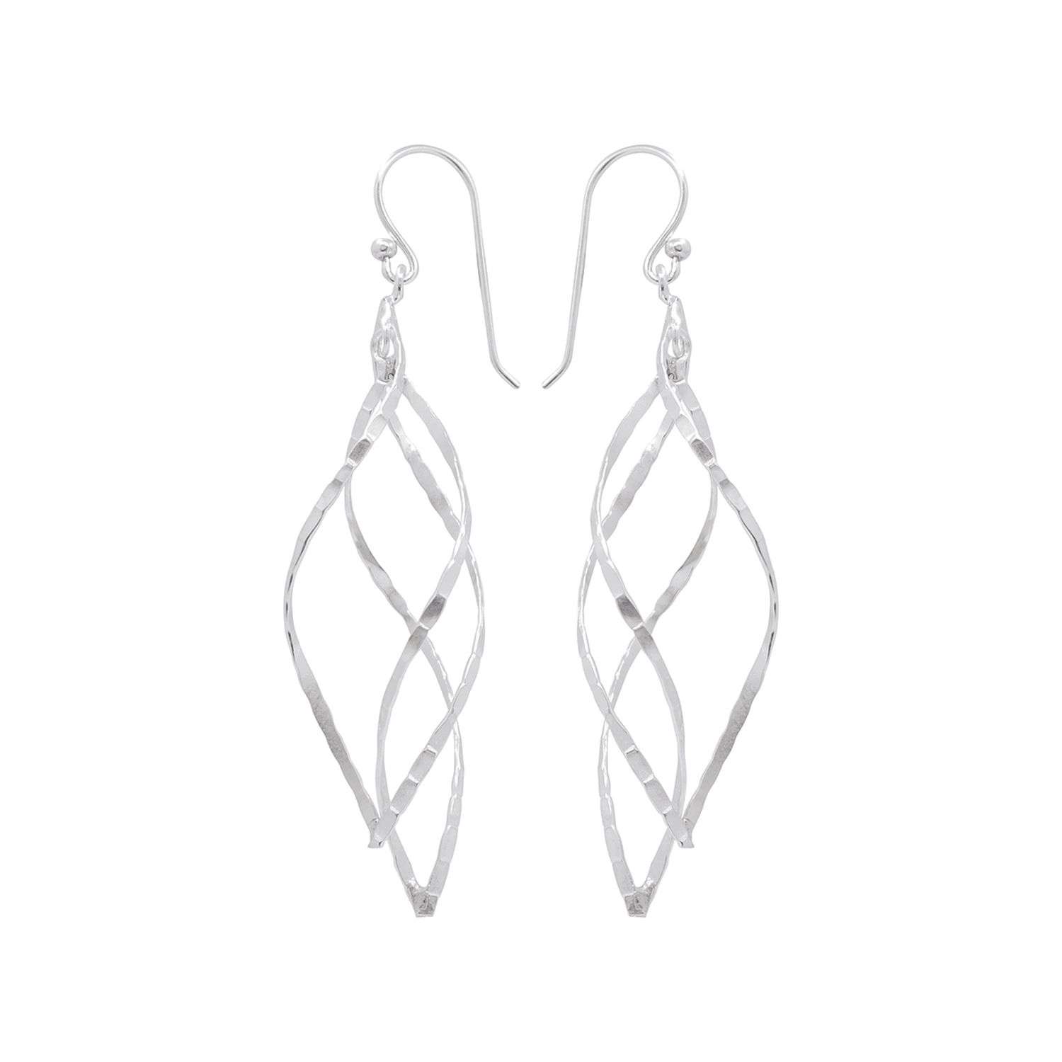 23853<br>earring 2 long hammered swirls - Image 1