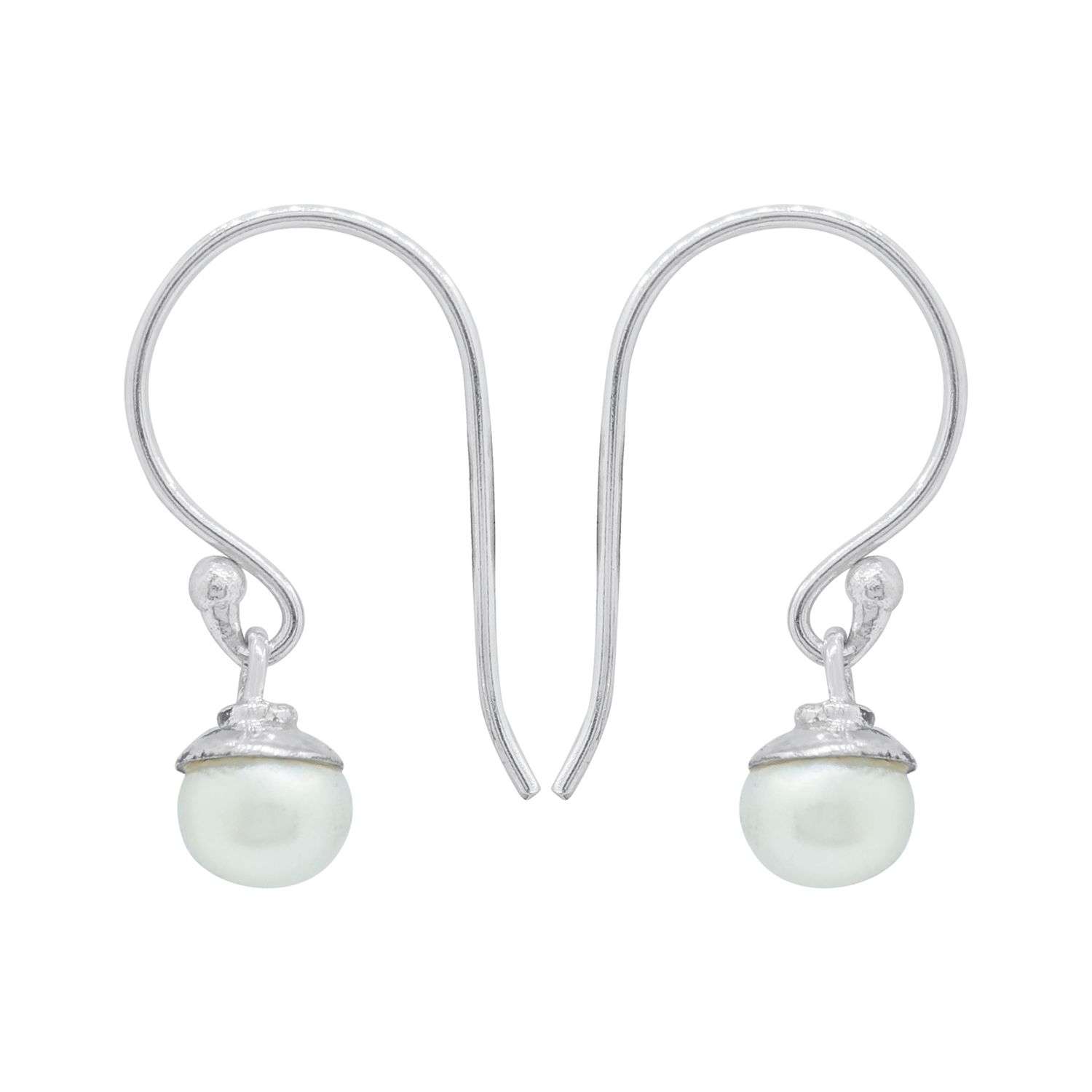 23957<br>earring freshwater pearl 5mm dangling wire - Image 1