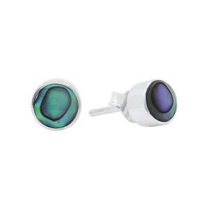24028<br>ear stud Abalone 6mm rd - Sold in 2's