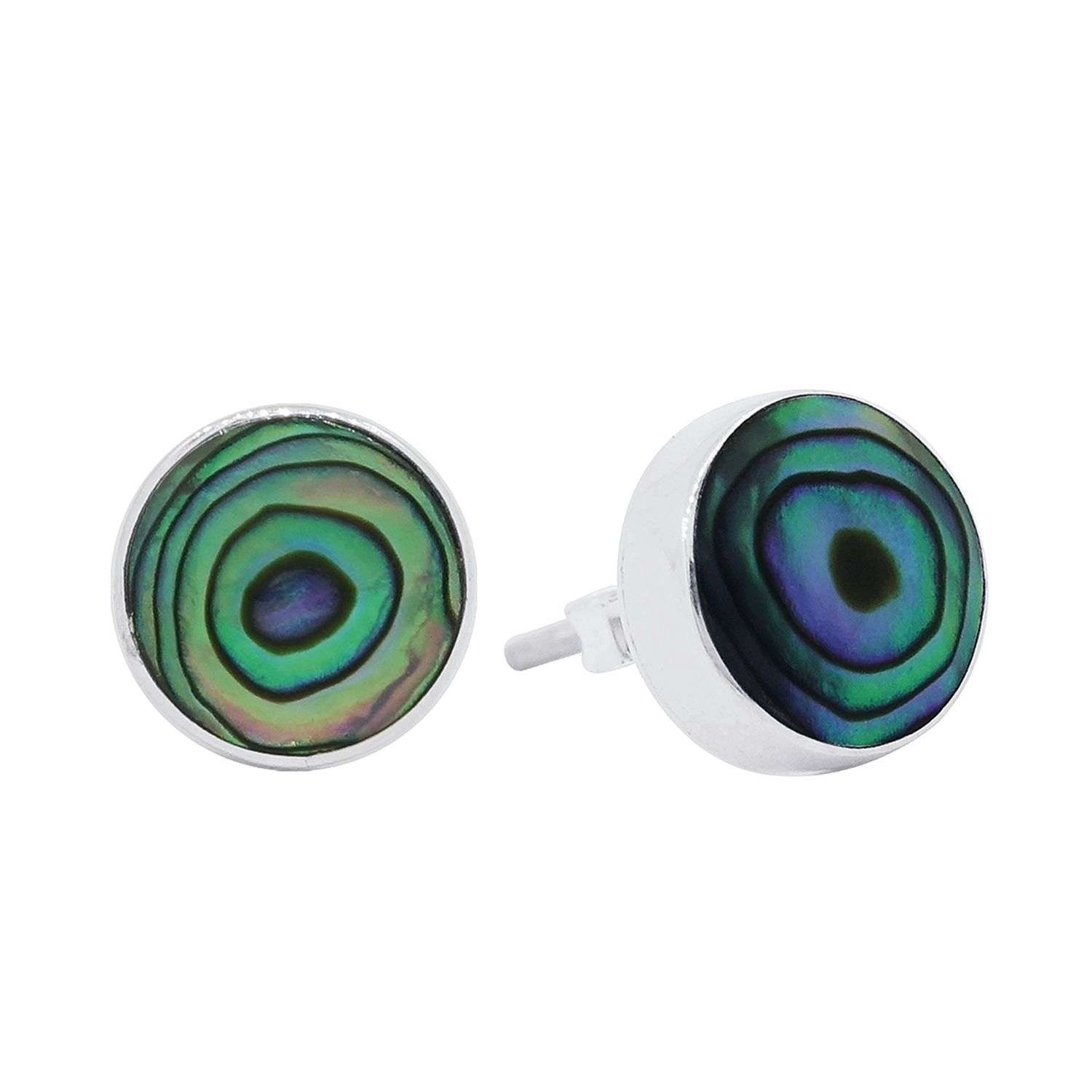 24029<br>ear stud Abalone 9mm rd - Sold in 2's - Image 1