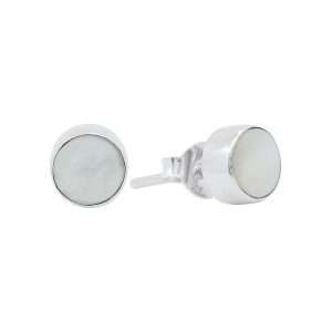 24038<br>ear stud MOP 6mm rd - Sold in 2's