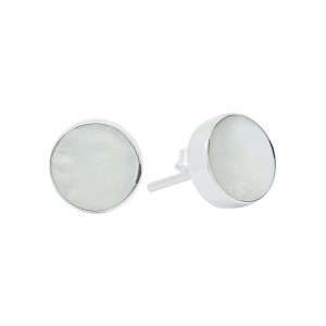 Close-Out-24039<br>ear stud MOP 9mm rd - Sold in 2's