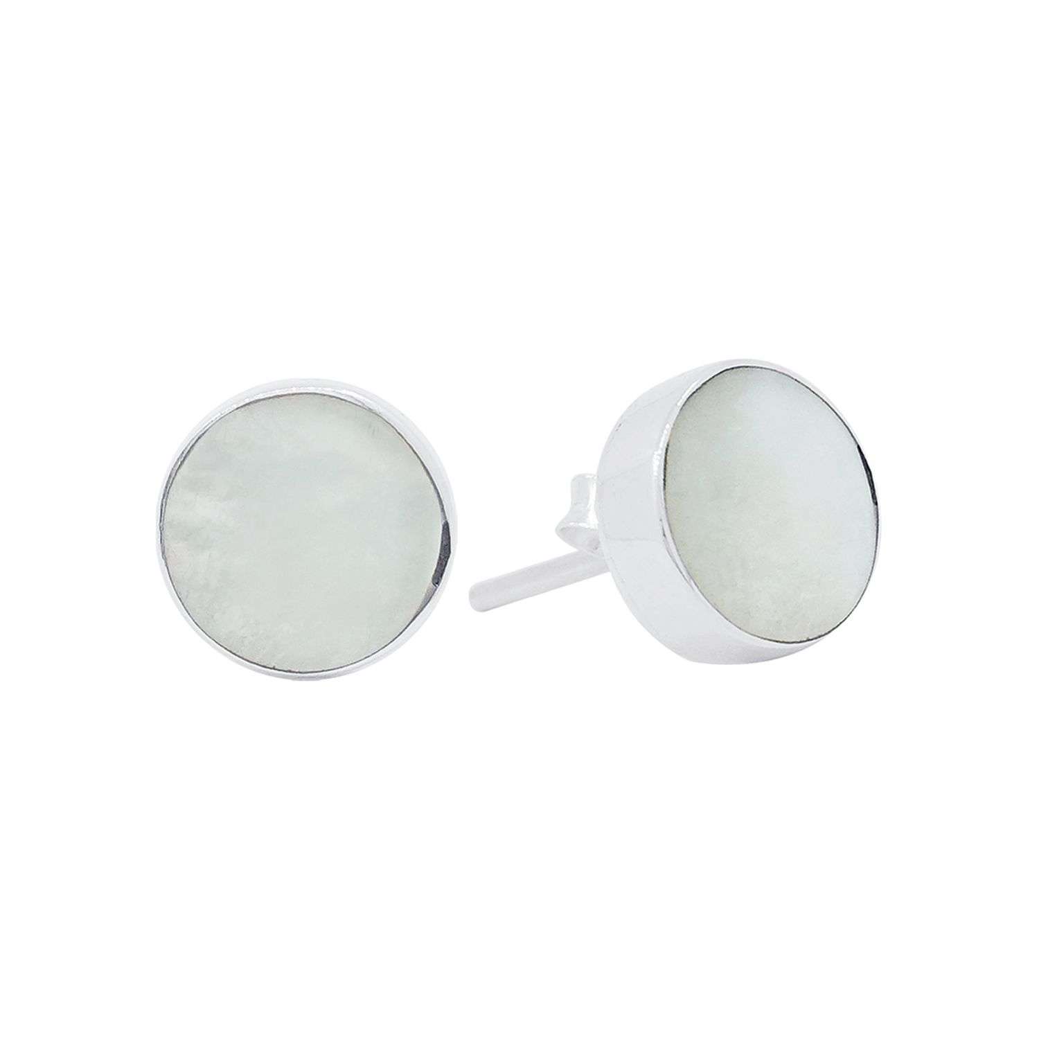 Close-Out-24039<br>ear stud MOP 9mm rd - Sold in 2's - Image 1
