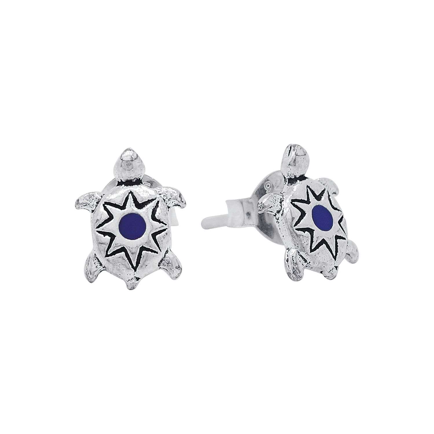 Close-Out-26610<br>ear stud turtle w/blue circle - Image 1