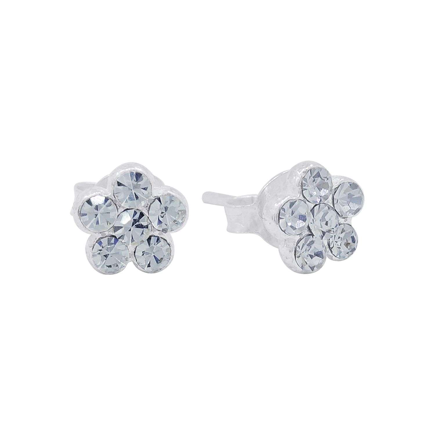 26634<br>ear stud crystal 5 petal flower - Image 1
