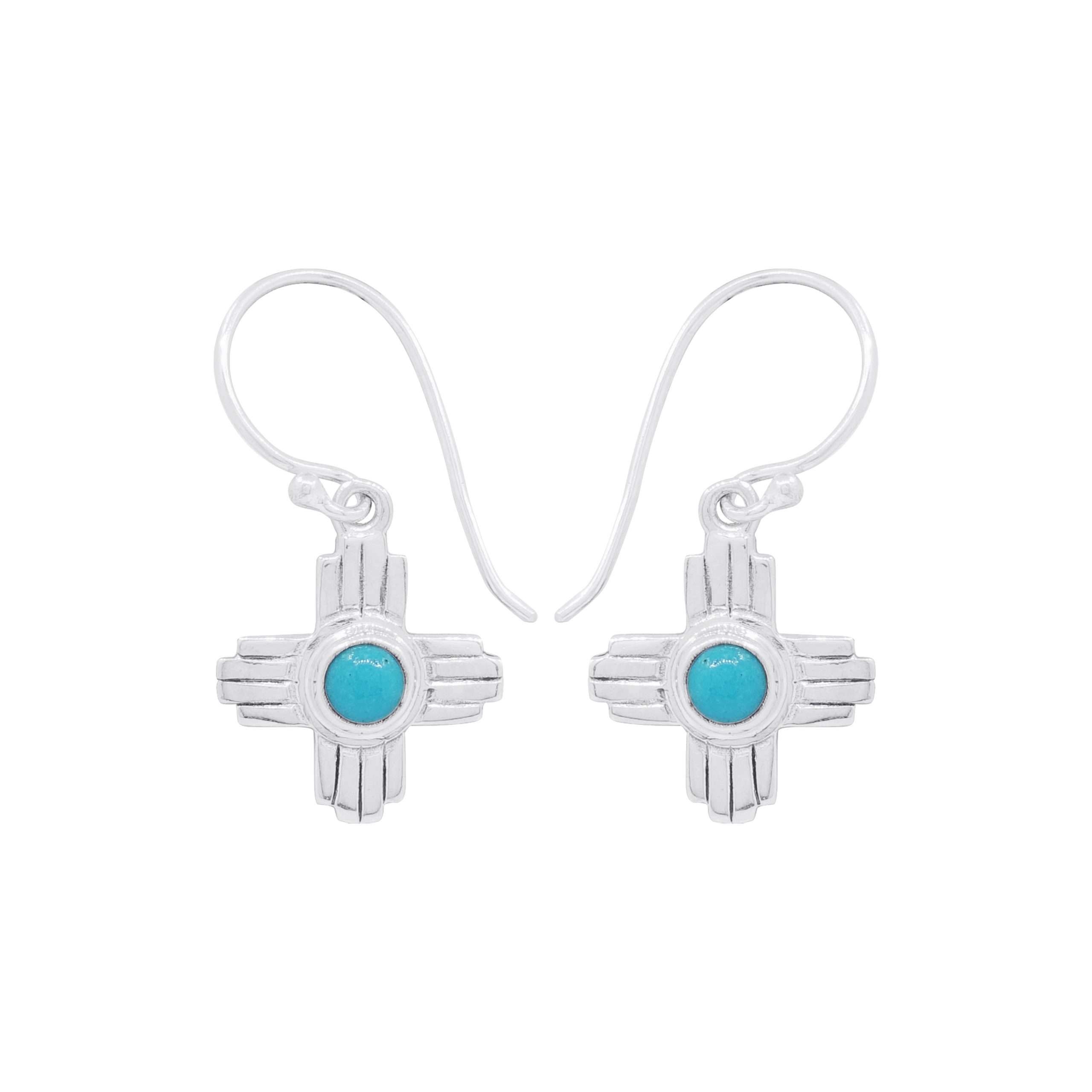 26649 <br> earring ZIA 14x14mm w/ 4mm Turquoise cab - Image 1