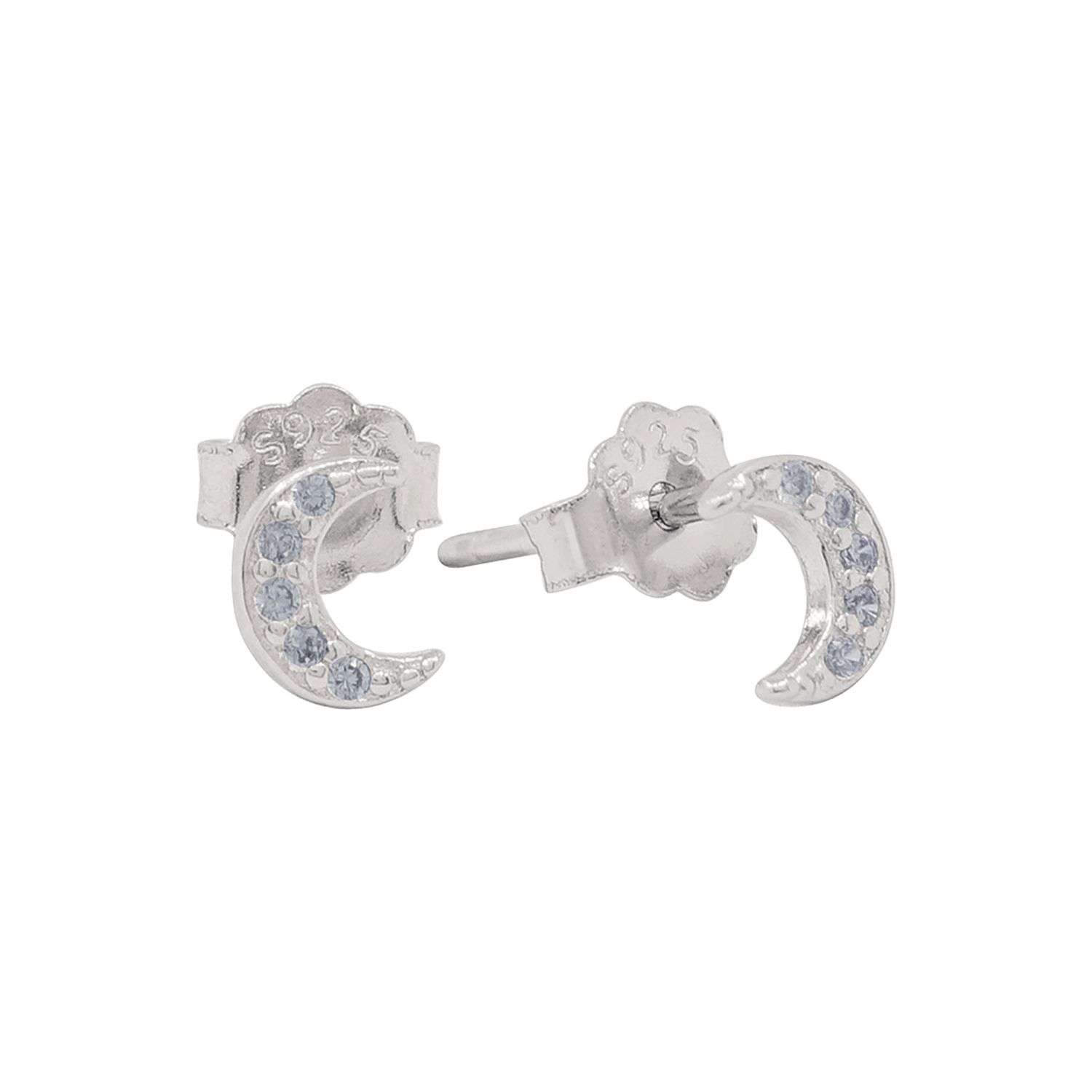 27126<br>ear stud PAVE CZ tiny moon RP - Image 1