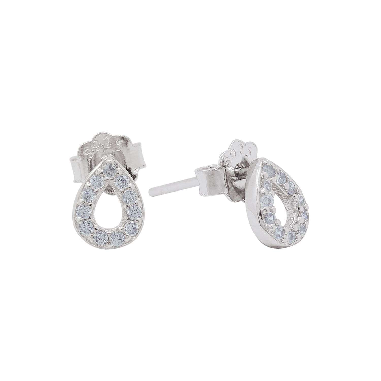 Close-Out-27154<br>ear stud PAVE CZ teardrop RP - Image 1