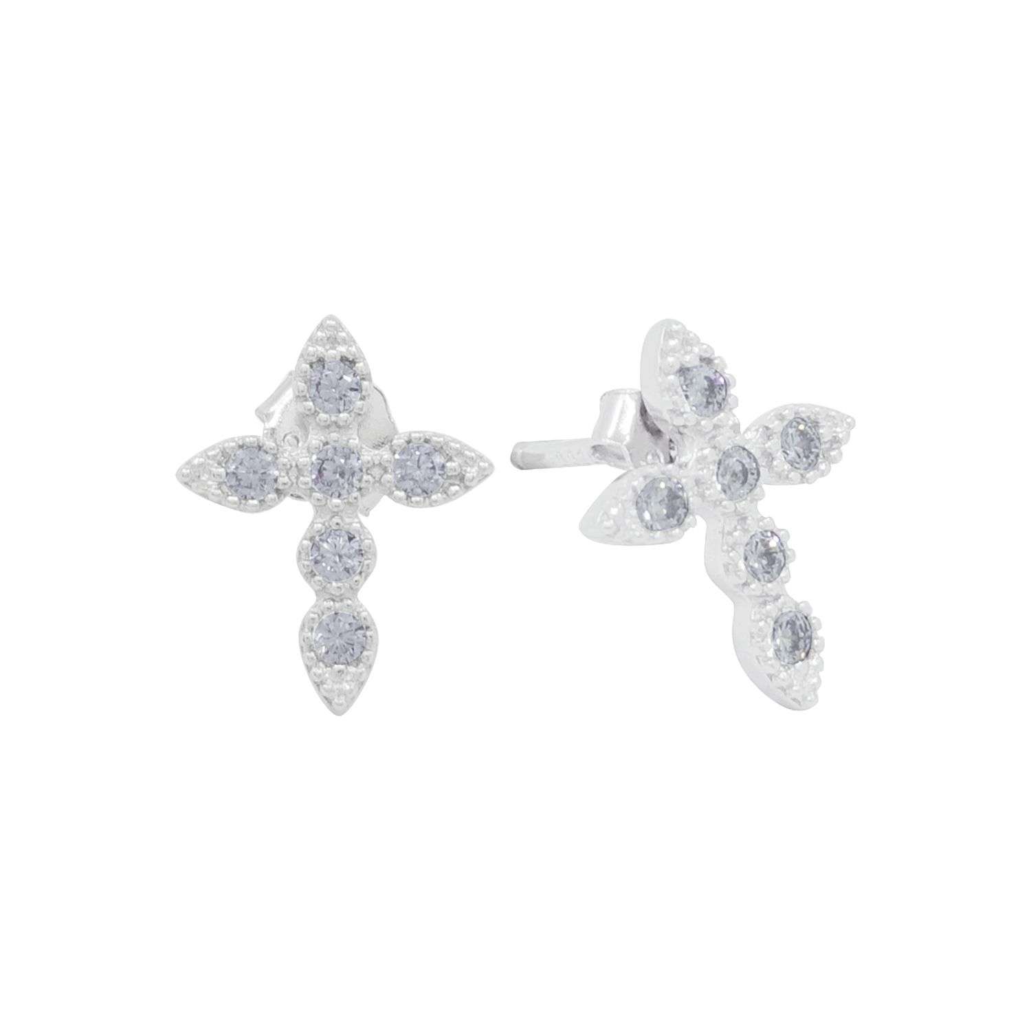 27186<br>ear stud CZ cross .925  RP - Image 1