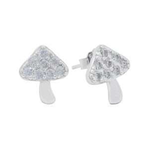 Close-Out-27215 <br> ear stud mushroom pave Sterling Silver RP