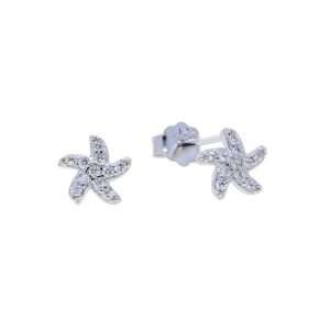 Close-Out-27272 <br> ear stud CZ mini dancing starfish .925 RP