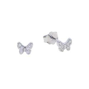 27274 <br> ear stud mini CZ butterfly .925 RP