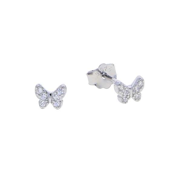 27274 <br> ear stud mini CZ butterfly .925  RP - Image 1