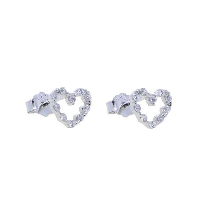 27279 <br> ear stud mini CZ heart .925  RP - Image 1