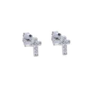 Close-Out-27281 <br> ear stud mini CZ cross.925 RP