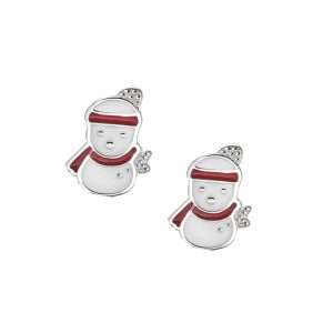 Close-Out-27287 <br> ear stud enamel snowmen .925 RP