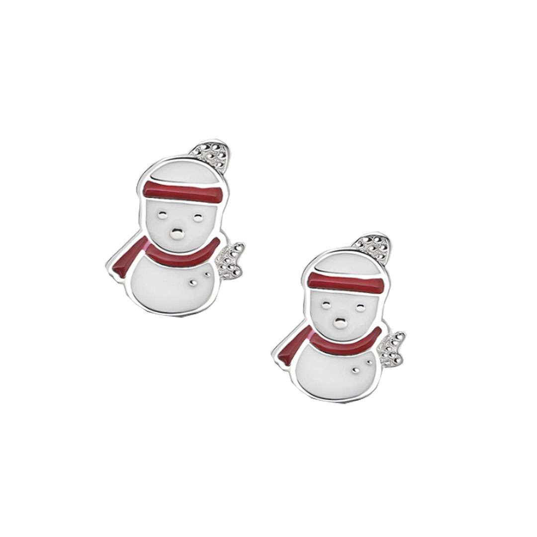 Close-Out-27287 <br> ear stud enamel snowmen .925 RP - Image 1