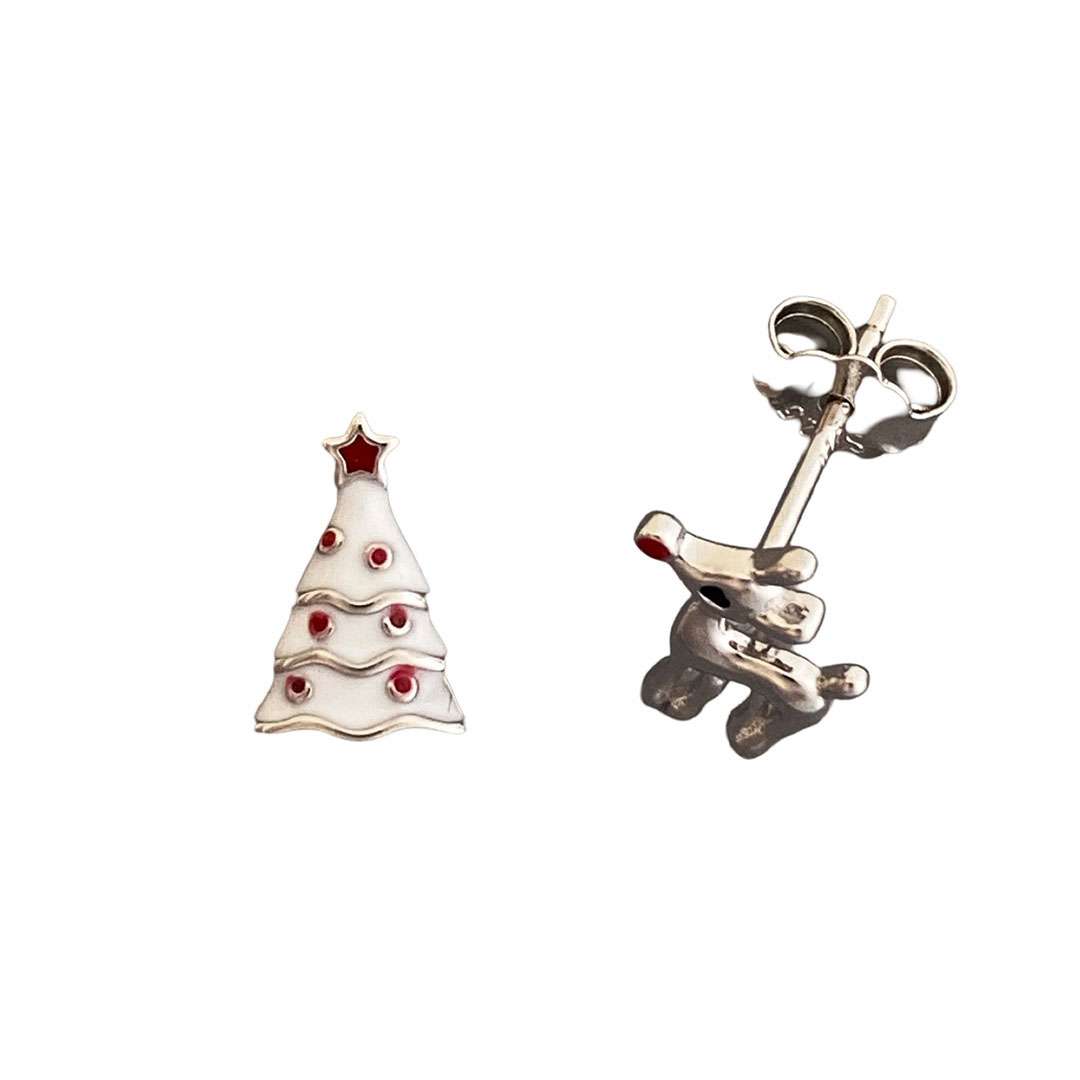 Close-Out-27288 <br> ear stud tree n reindeer .925 RP - Image 3