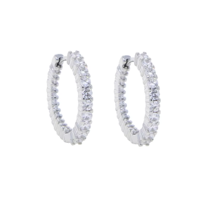27291 <br> earring huggie 20mm CZ hoop .925 RP