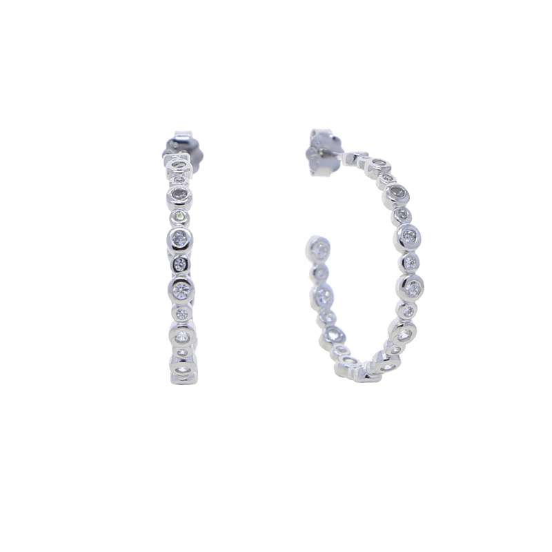 Close-Out-27292 <br> earring 30mm CZ hoop .925 RP - Image 3