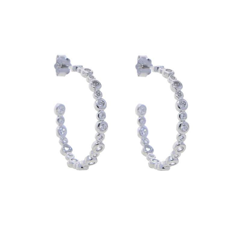 Close-Out-27292 <br> earring 30mm CZ hoop .925 RP - Image 1