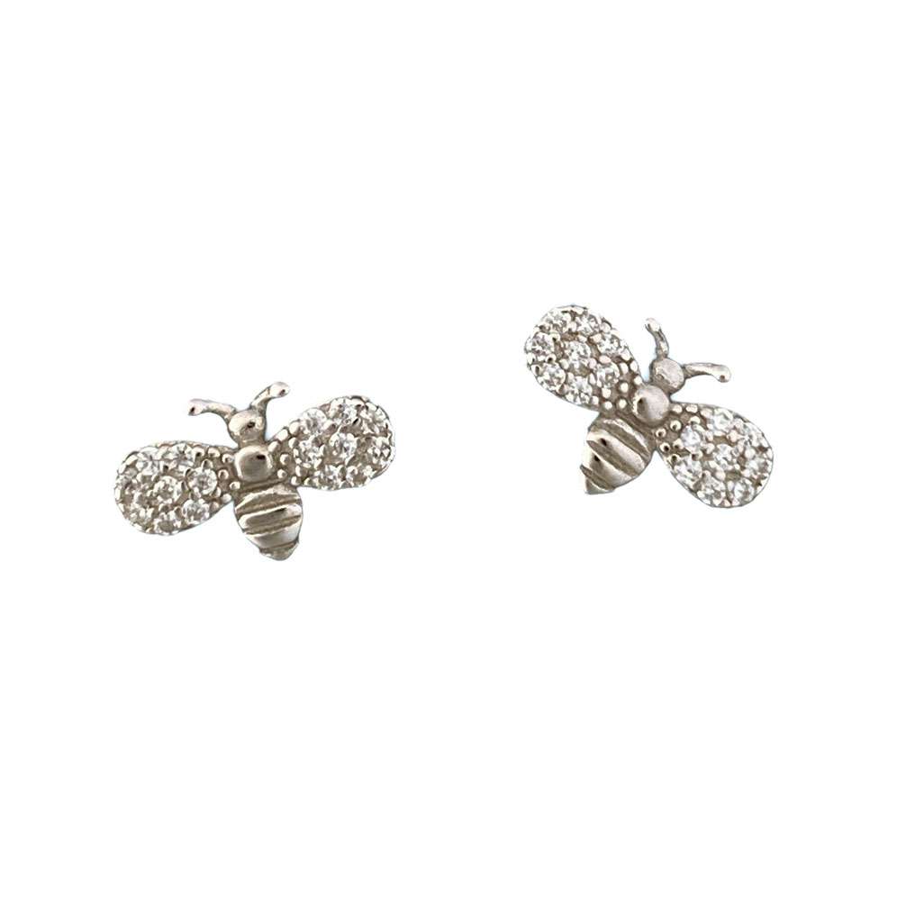 Close-Out-27295 <br> ear stud CZ bee .925 RP - 2 for $16.00 - Image 1