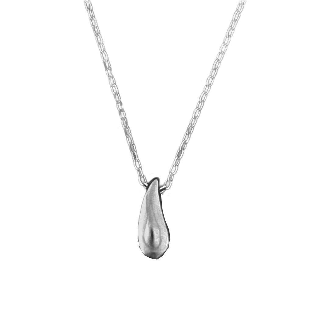 Close-Out-56155 <br> necklace curved bean 16"+2" ext  .925 RP - Image 1