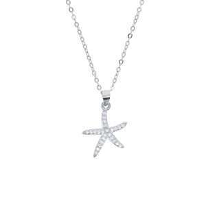 57220 <br> necklace starfish pave 16" + 2" ext. Sterling Silver RP