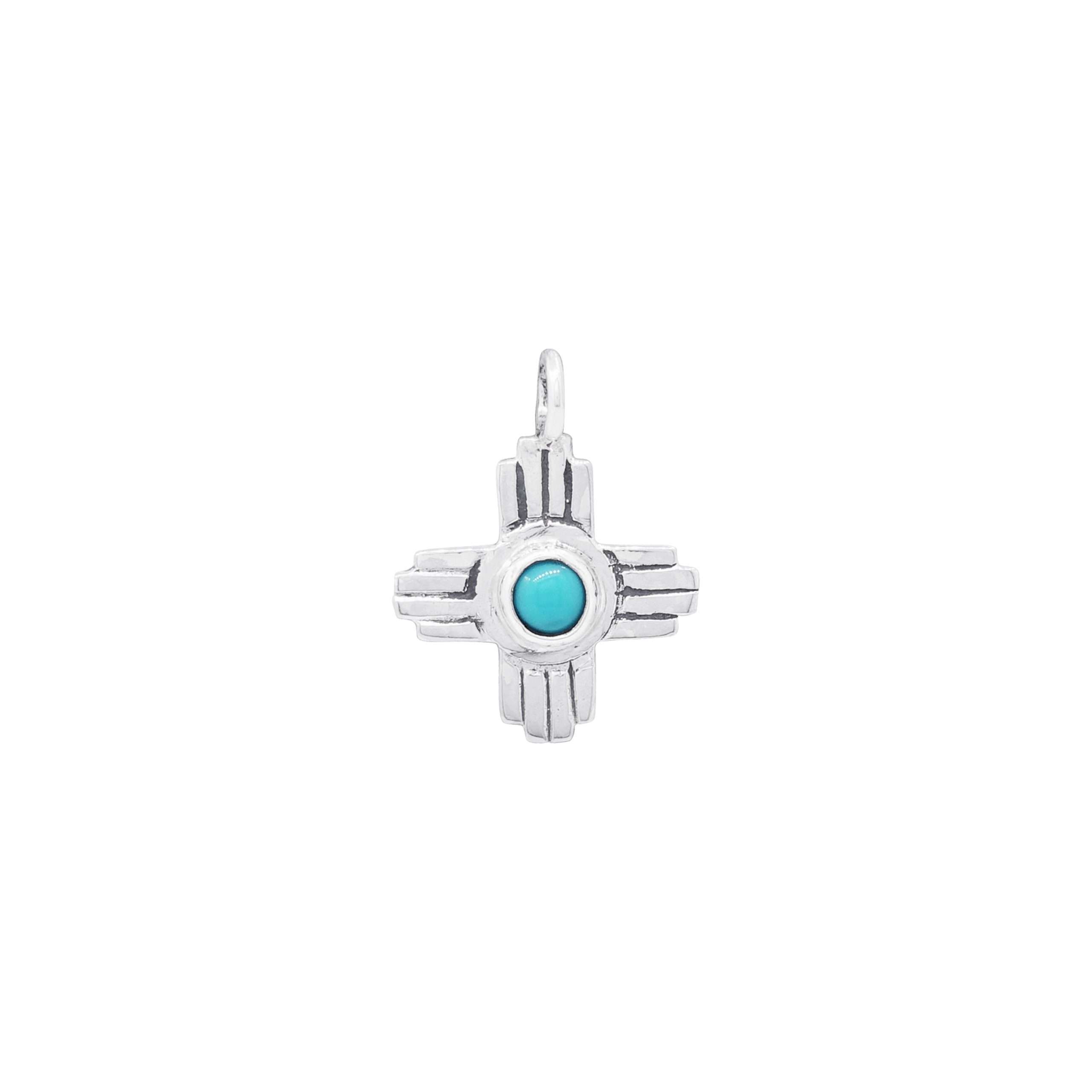 66648 <br> pendant ZIA 15x15mm w/ 4mm Turquoise cab - Image 1