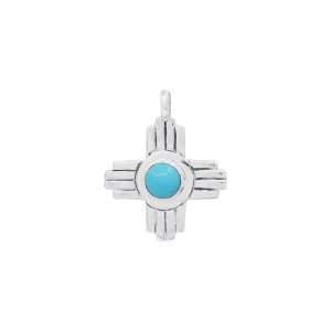 66649 <br> pendant ZIA 19x19mm w/ 5mm Turquoise cab