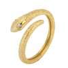 Close-Out-91027 <br> ring textured snake w/ CZ eyes .925 Gold Plated - Thumbnail Image 1
