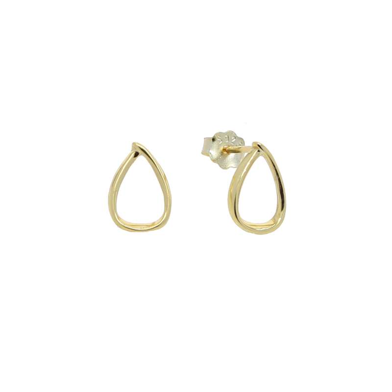 92143 <br> ear stud wide curved teardrop .925 Gold Plated - Image 1