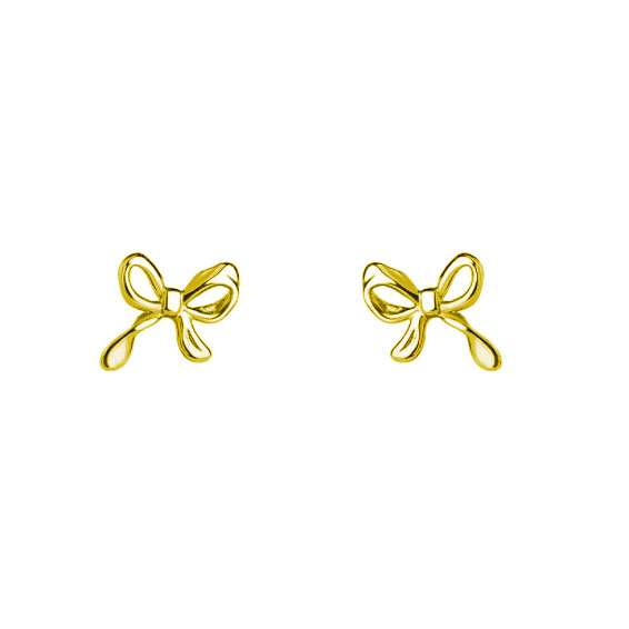 92147 <br> ear stud delicate bow Gold Plated .925 - Image 1